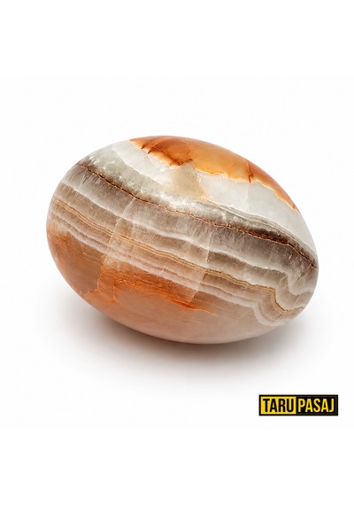 Oniks Doğal Taş Yumurta Obje El Yapımı Dekoratif Taş Biblo 2x3 İnç Kırmızı