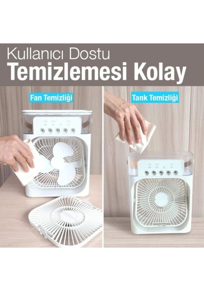 Su Hazneli Şarjlı Masa Vantilatörü - 9071982651123 Çok Renkli