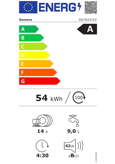 Siemens SN75EX23CE iQ500 7 Programlı 14 Kişilik Tam Ankastre Bulaşık Makinesi