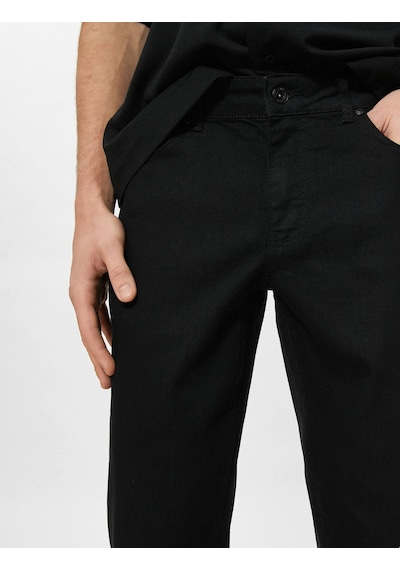 3SAM40090ND Koton Slım Straıght Erkek Jean Pantolon SİYAH Siyah
