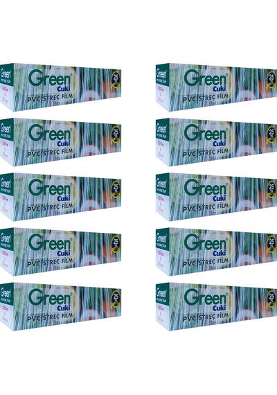 Green Pvc Streç Film Folyo - Gıdaya Uygun - 9 Mikron - 30 X 300 Metre - 10 Paket