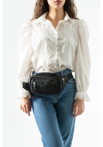 571 Collections Unisex Çok Cepli, Su Geçirmez, Çapraz Askılı Bel Çantası Freebag Siyah Model: 571-7j