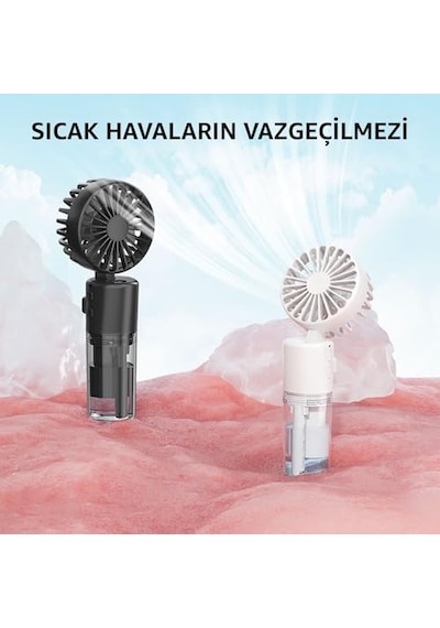 Tutulabilir Taşınabilir Buharlı Vantilatör Mini Fan 4 Hız Ayarı Şarjlı Misting Özelliği Kompakt Ve Hafif Tasar