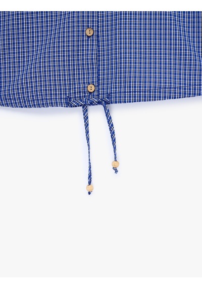Koton Pamuklu Düğmeli Beli Bağlama Detaylı Kısa Kollu Oversize Kareli Crop Gömlek Mavi Ekose 6sak60289pw Koton Pamuklu Düğmeli Beli Bağlama Detaylı Kısa Kollu Oversize Kareli Crop Gömlek Mavi Ekose 6sak60289pw