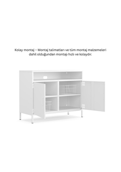 Pera Tv Ünitesi, Tv Dolabı,2 Kapaklı, Açık Raflı 100,50 X 40 X 79,50 Cm Ral 9016 Beyaz Pera Tv Ünitesi, Tv Dolabı,2 Kapaklı, Açık Raflı 100,50 X 40 X 79,50 Cm Ral 9016 Beyaz
