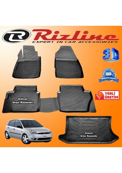 Ford Fiesta 3D Paspas + Bagaj Havuzu 2002-2008 Arası Set Rizline N11.28178