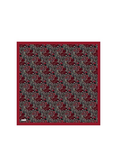 Aker Kırmızı Etnik Desenli Soft Touch Eşarp Gri Gri