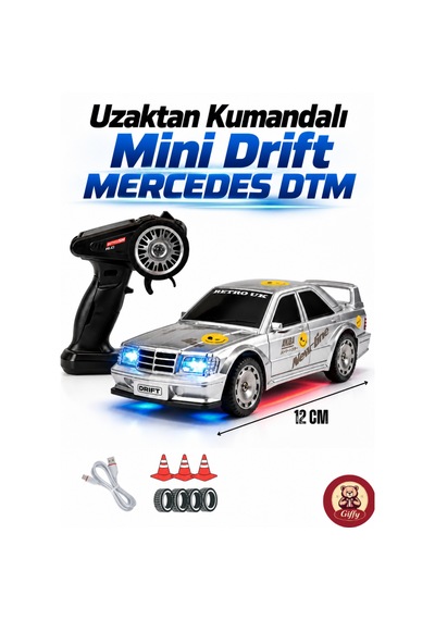 Uzaktan Kumandalı Mini Drift Bmw Evo30 Model Araba Dahili Şarjlı Işıklı 4x4 Taşıma Kumandalı Hız Hassasiyetli Ve Kademeli ,kuka Ve Drift Tekerleri Hediye 1:43 Ölçek Gümüş