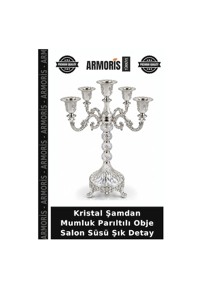 Kristal Şamdan Mumluk Parıltılı Obje Salon Süsü Şık Detay Çok Renkli