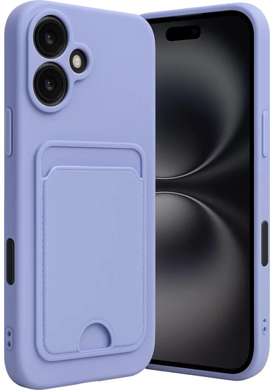 Newface  Apple  Uyumlu iPhone 16 Kılıf Kelvin Kartvizitli Silikon - Lila