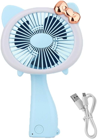 Mini El Fanı Şarjlı Taşınabilir Katlanır Ledli Vantilatör Mavi