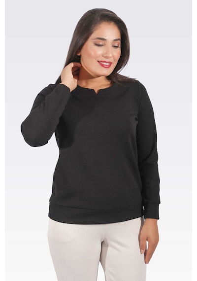 Tolga Saraçoğlu Minimalist Uzun Kol Kadın Sweatshirt - Günlük Rahatlık Siyah