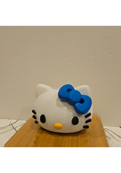 Hello Kitty Kalemlik 3d Baskı -beyaz- Mavi Kurdele
