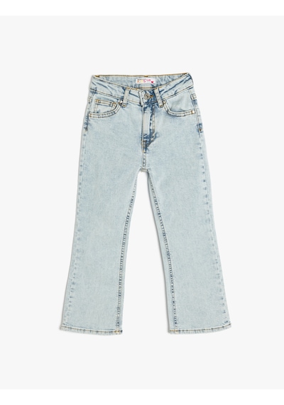 Koton Slim Fit İspanyol Paça Cepli Jean Pantolon Lıght Indıgo 5skg40062ad Açık Mavi