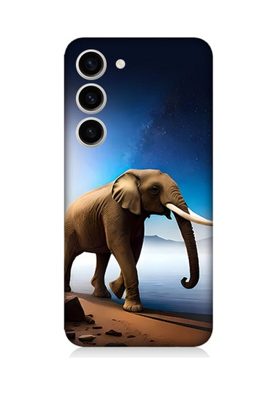 Samsung Galaxy S23 Uyumlu Silikon Kılıf Deniz Gökyüzü Ve Fil