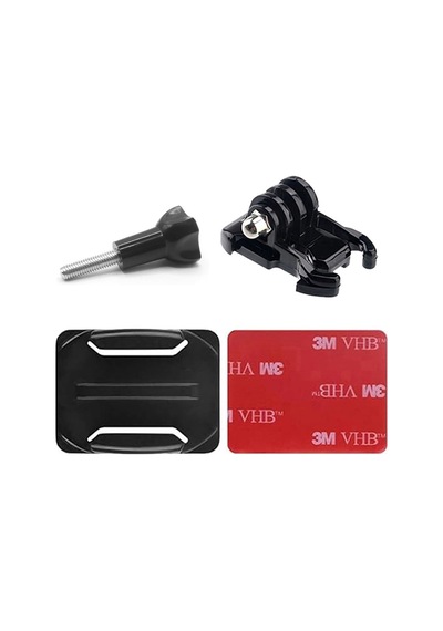 Gplus Bs04kvh 4 Parça Oval Zemin Eğimli Yüzey Vidalı Hızlı Tak Aksiyon Kamera Uyumlu 3m Yapışkanlı Motor Kask Bağlantı Base Seti Siyah