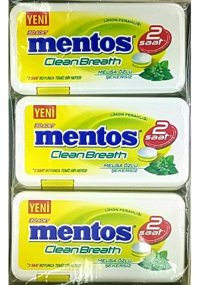 Mentos Clean Breath 2 Saat Limon Ferahlığı Melisa Özlü Tablet Şeker 12 x 21 G