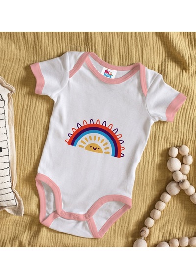 Bk Gift Bk Kids Gökkuşağı Tasarımlı Pembe Bebek Body Zıbın-1 6 - 9 Ay Sarı