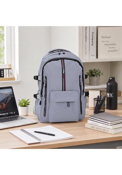 Unisex Çok Bölmeli Okul Sırt Çantası Ortaokul, Lise, Seyahat Ve Outdoor Gri