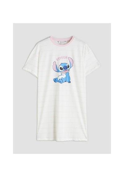Lcw Young Ekru Bisiklet Yaka Stitch Baskılı Kadın Gecelik