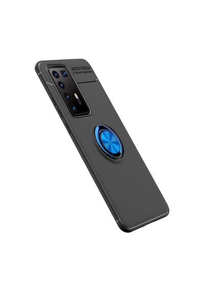 Gld-spt- Newface Huawei P40 Pro Kılıf Range Yüzüklü Silikon - Siyah-mavi