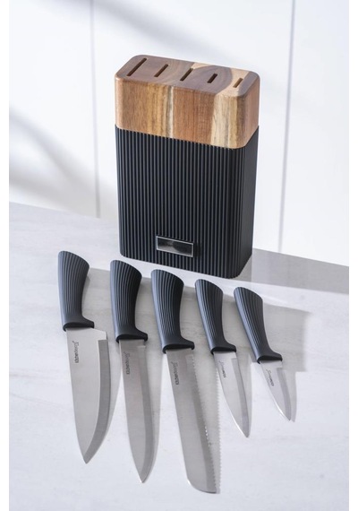 Acar Cooper Siyah 6 Parça Standlı Bıçak Seti Hwn-07964 Siyah