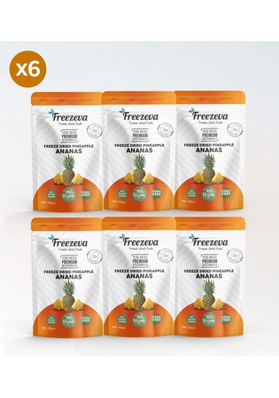 6'lı Paket Dondurularak Kurutulmuş Ananas Freeze Dried Ananas Freeze Dry Ananas Kurusu 6x20 Gr 120 G