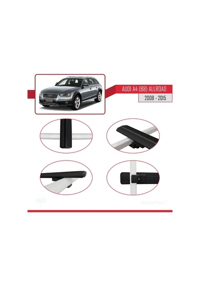 Audi A4 B8 Allroad 2008-2015 Arası İle Uyumlu Basic Model Ara Atkı Tavan Barı Siyah 3 Adet