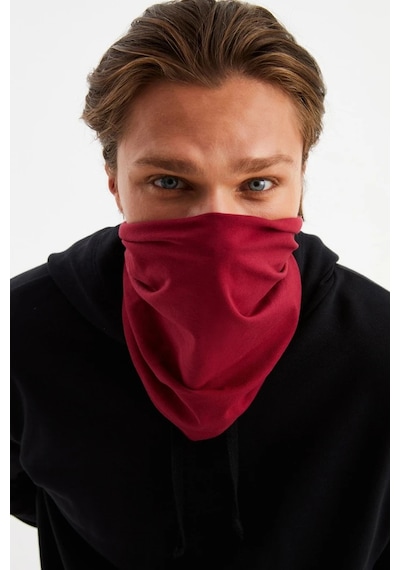 Butikgiz Erkek 4 Fonksiyonlu Koruyucu Pamuklu, Esnek, Terletmez, Bandana, Boyunluk, Maske - Tek Ebat / Bordo Bordo