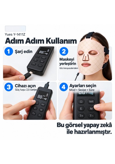 Yues Y-1411z Led Yüz Maskesi 8 Modlu Şarjlı Cilt Bakım Cihazı
