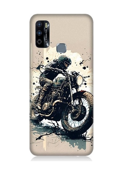 Infinix Hot 9 Uyumlu Motorsikletçi Desenli Silikon Kılıf