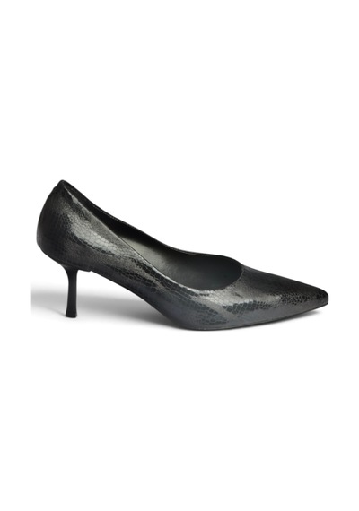 Fox Shoes Z676070007 Siyah Yılan Baskılı İnce Topuklu Kadın Stiletto Ayakkabı