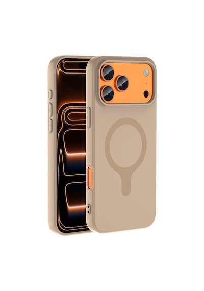 Apple iPhone Uyumlu 17 Pro Max Kılıf M-safe Şarj Özellikli Zore Aris Silikon Kapak Krem