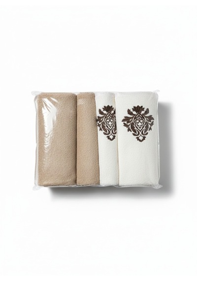 Yuenze 4 Lü Banyo Havlu Seti %100 Pamuk Hamam & Çeyiz Havlusu 1400 Gram Kalın 2 Renk