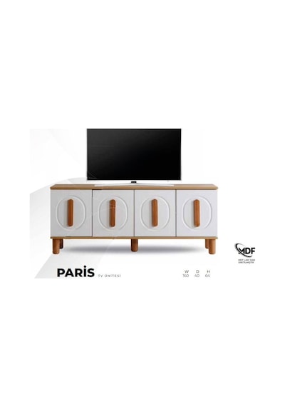 Paris Mdf Tv Ünitesi Beyaz - Ceviz Paris Mdf Tv Ünitesi Beyaz - Ceviz
