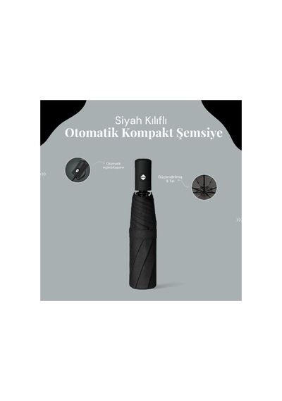 Mnb Shop Siyah Kılıflı Otomatik Kompakt Şemsiye Çok Renkli