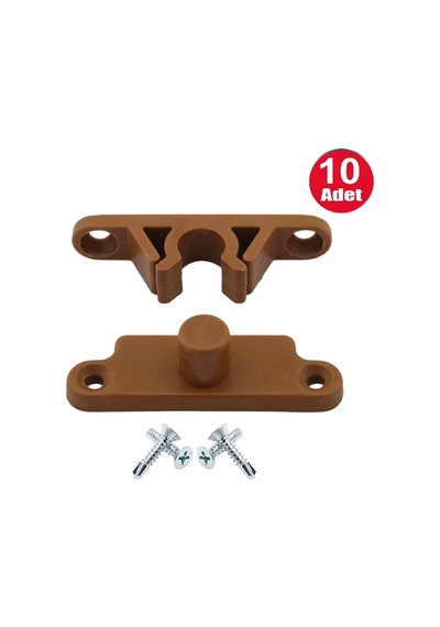 Pvc Kapı Pencere Sineklik Kahve Plastik Çıt Çıt Kilit Menteşe Büyük Boy 5cm -10 Adet