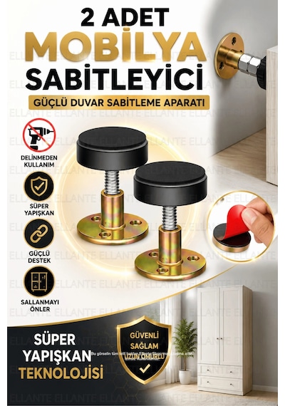 2 Adet Yapışkanlı Mobilya Sabitleyici Duvar Sabitleme Aparatı Ayarlanabilir Devrilme Önleyici Güçlü Çok Renkli