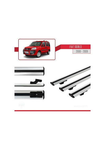 Fiat Doblo 2000-2009 Arası İle Uyumlu Basic Model Ara Atkı Tavan Barı Gri 3 Adet