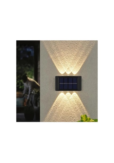 6 Ledli 2 Adet Solar Duvar Aydınlatması Seti 10 Parça Siyah