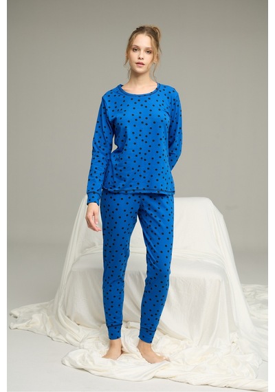 Siyah İnci Örme Pamuklu Pijama Takım25240220 Saks