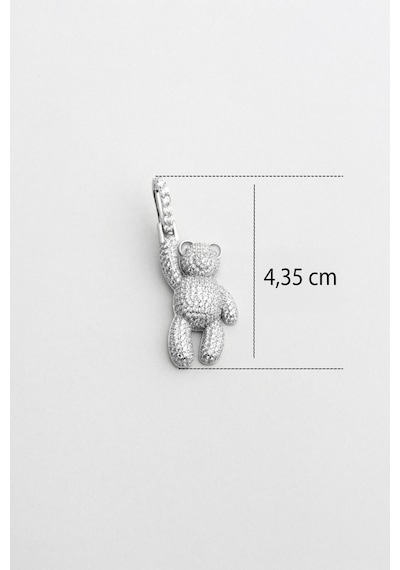 Tiny Bear 18 Ayar Beyaz Altın Kaplama Gümüş Charm Beyaz