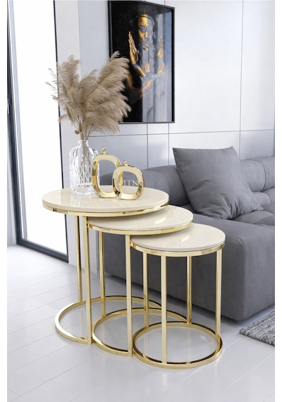 Armoni 3'lü C Zigon Gold Kaplama Krem Mdf Mebran Demonte