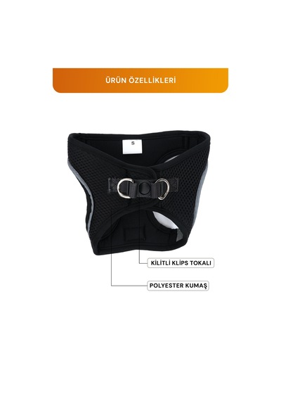 Kediler Ve Köpekler İçin Rahat, Dayanıklı Göğüs Tasması S Siyah