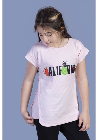 Toontoy Kids Toontoy Kız Çocuk California Baskılı Tişört Pudra