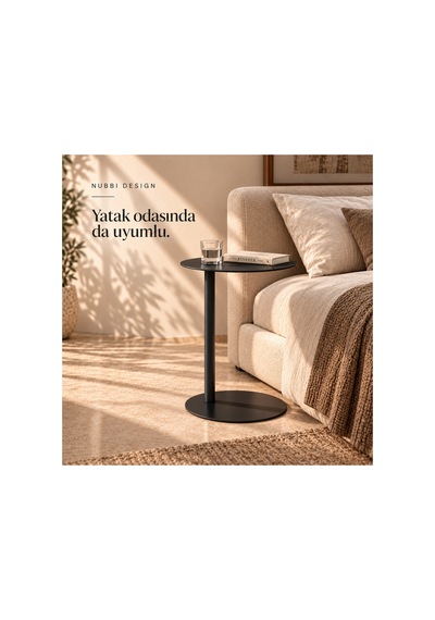 Slate Metal C Sehpa Modern Tasarım Elips Tablalı Minimalist Koltuk Yanı Sehpa Siyah - 935314037 Siyah