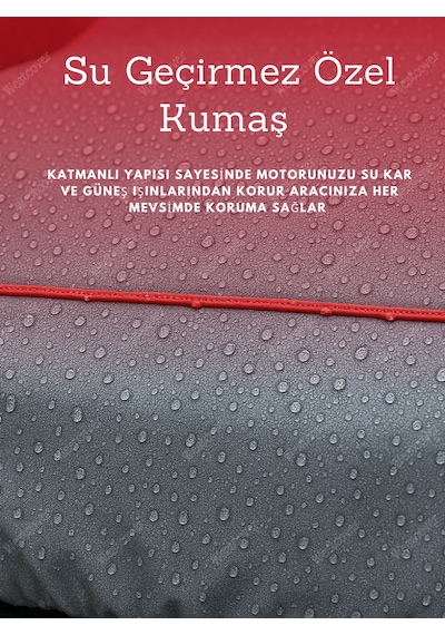 Jawa 250 Ceylan Uyumlu Kırmızı-dikişli Reflektörlü Motosiklet Brandası
