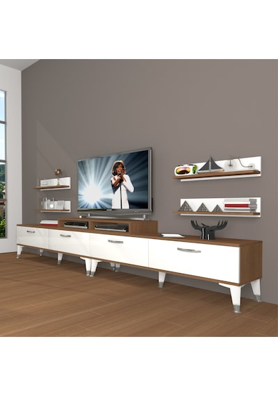 Decoraktiv Ekoflex 360r Slm Silver Tv Ünitesi Tv Sehpası Ceviz - Beyaz