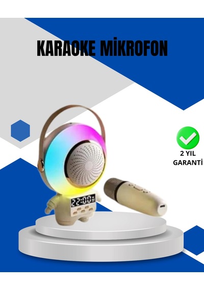 Hubrendy Tekno Kablosuz Mikrofonlu Astronot Tasarım Bluetooth Speaker Karaoke