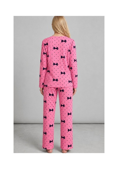 Fit Women Kadın Desenli Nefes Alan Pembe Pijama Takımı 4694